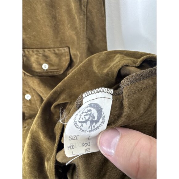 Vintage 90s Y2K Diesel Supershirt Brown Velour Button Up Long Sleeve Italy Men L - Picture 8 of 8